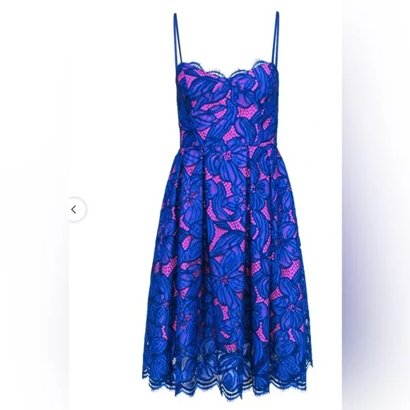 Lilly Pulitzer CAMELLA DRESS Royal Purple Two Tone Orchid Pink Lace - Picture 4 of 6